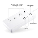 4 x USB Ports + 4 x US Plug Jack WiFi Remote Control Smart Power Socket Works with Alexa & Google Home, AC 110-240V, US Plug