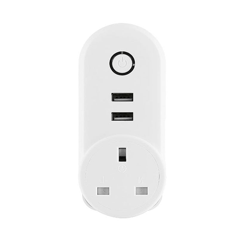 SA-002 2 USB Ports + 1 UK Socket WiFi Smart Power Plug Socket, Compatible with Alexa and Google Home, AC 110V-230V, UK Plug