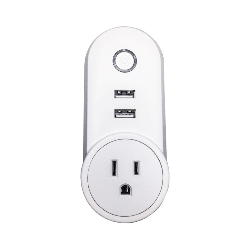 SA-002 2 USB Ports + 1 US Socket WiFi Smart Power Plug Socket, Compatible with Alexa and Google Home, AC 110V-230V, US Plug