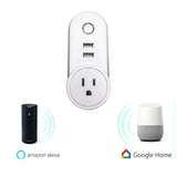 SA-002 2 USB Ports + 1 US Socket WiFi Smart Power Plug Socket, Compatible with Alexa and Google Home, AC 110V-230V, US Plug