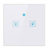 WS-EU-02 EWeLink APP & Touch Control 2A 2 Gangs Tempered Glass Panel Smart Wall Switch, AC 90V-250V, EU Plug