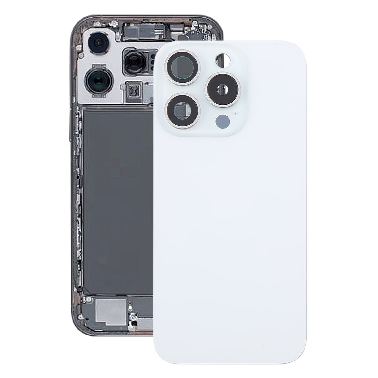 For iPhone 16 Pro Max Original Glass Battery Back Cover with Camera Lens Cover(White)