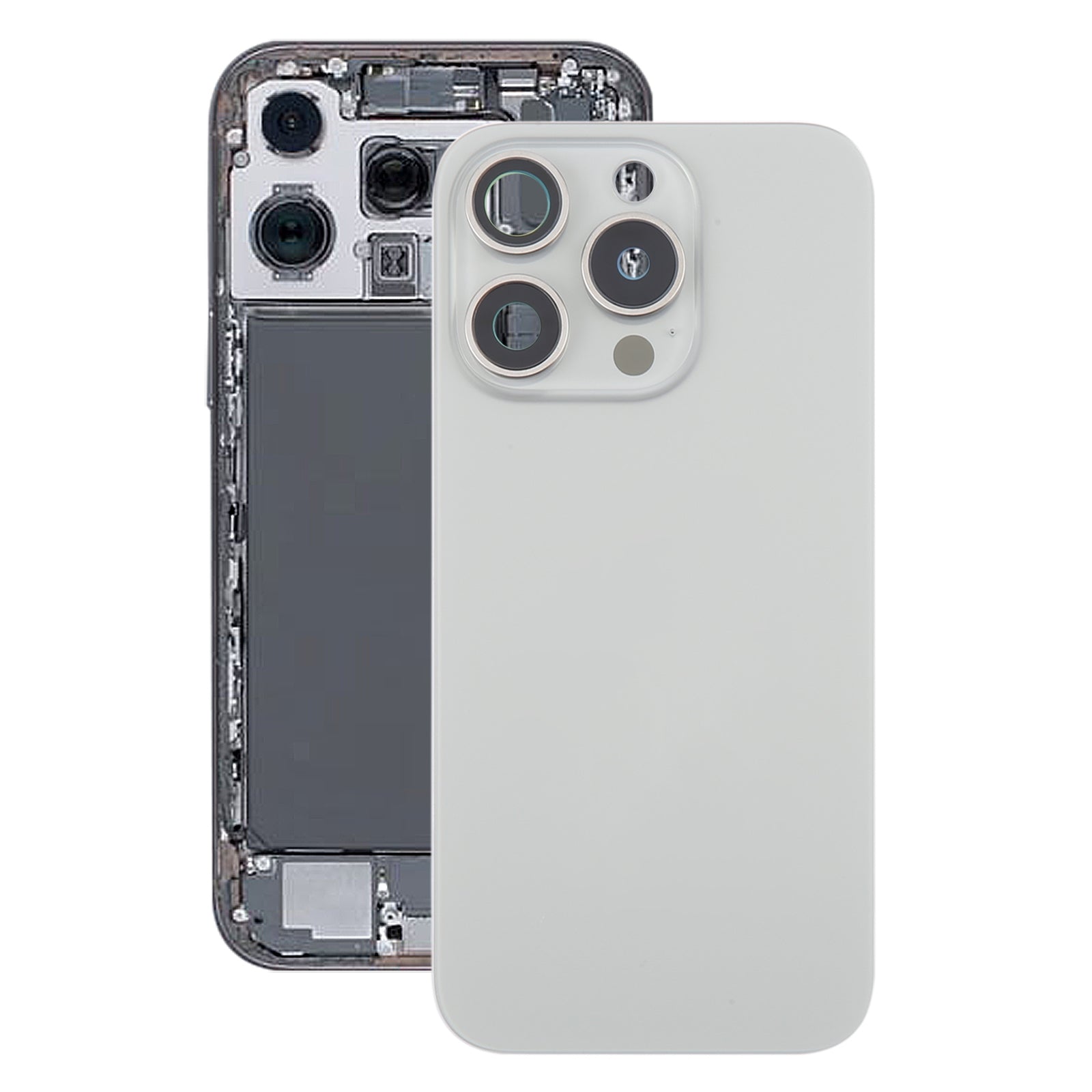 For iPhone 16 Pro Max Original Glass Battery Back Cover with Camera Lens Cover + MagSafe Magnet(Silver)