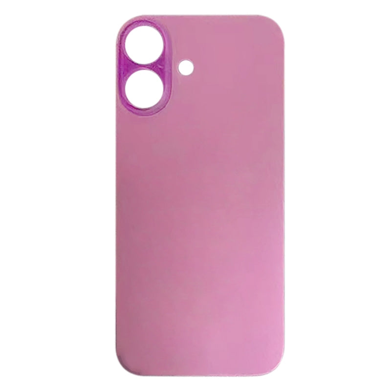 For iPhone 16 Plus Easy Replacement Big Camera Hole Glass Back Battery Cover(Pink)