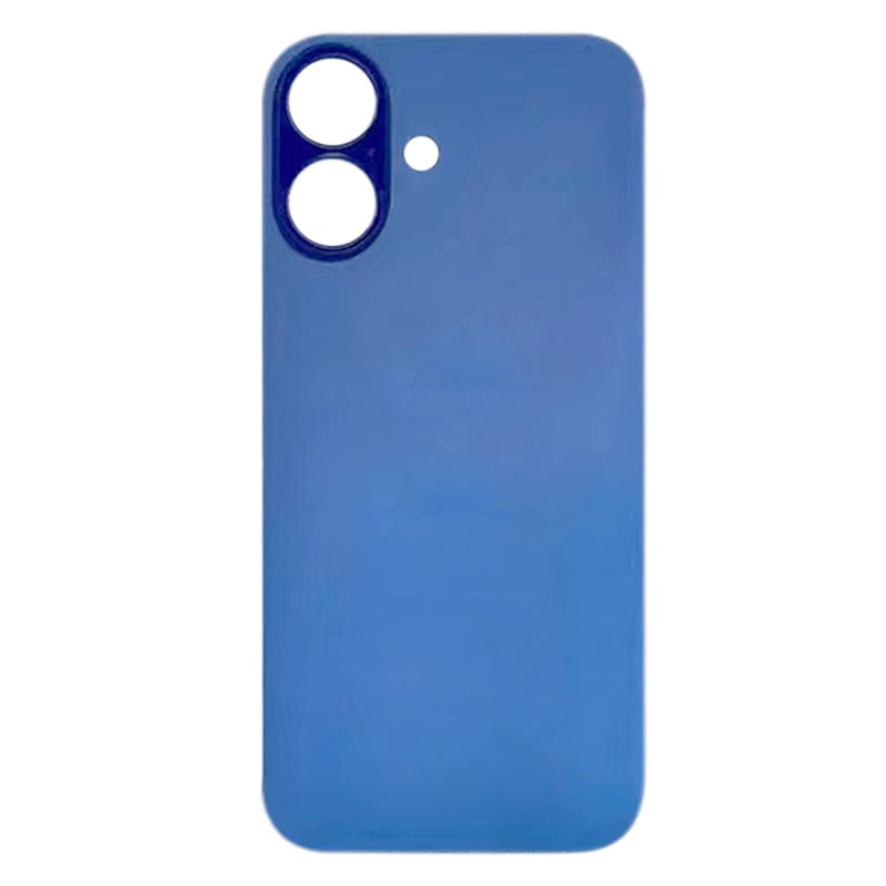 For iPhone 16 Plus Easy Replacement Big Camera Hole Glass Back Battery Cover(Blue)