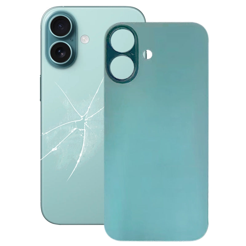 For iPhone 16 Easy Replacement Big Camera Hole Glass Back Battery Cover(Green)
