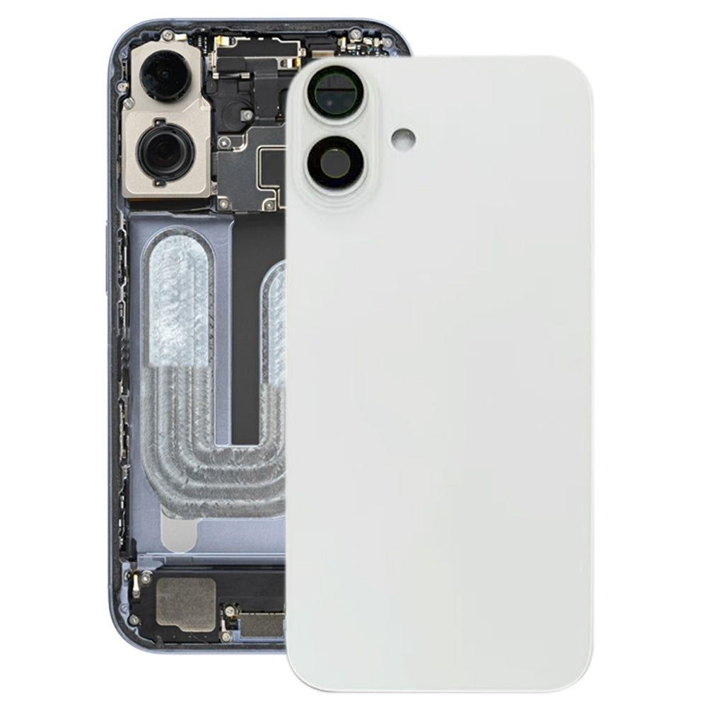 For iPhone 16 Battery Back Cover with Camera Lens Cover(White)