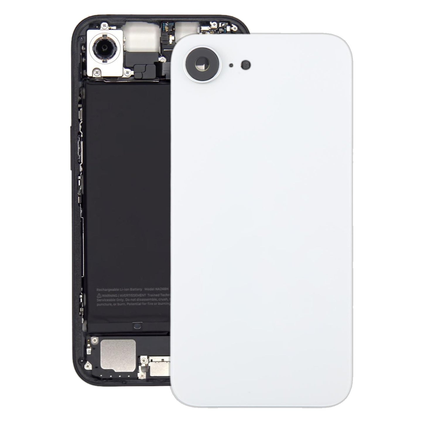 For iPhone 16e Glass Battery Back Cover with Camera Lens Cover(White)