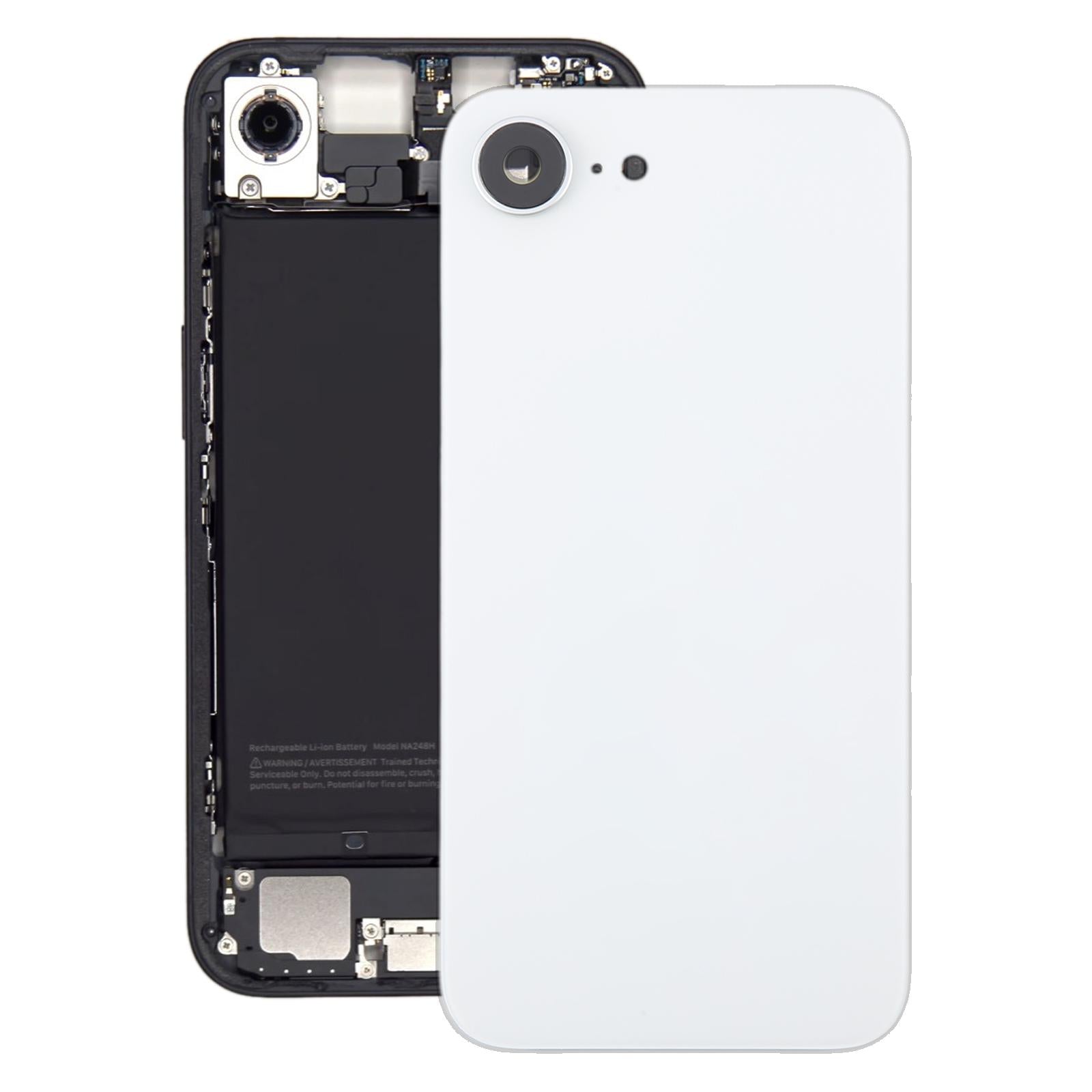 For iPhone 16e Glass Battery Back Cover with Camera Lens Cover(White)