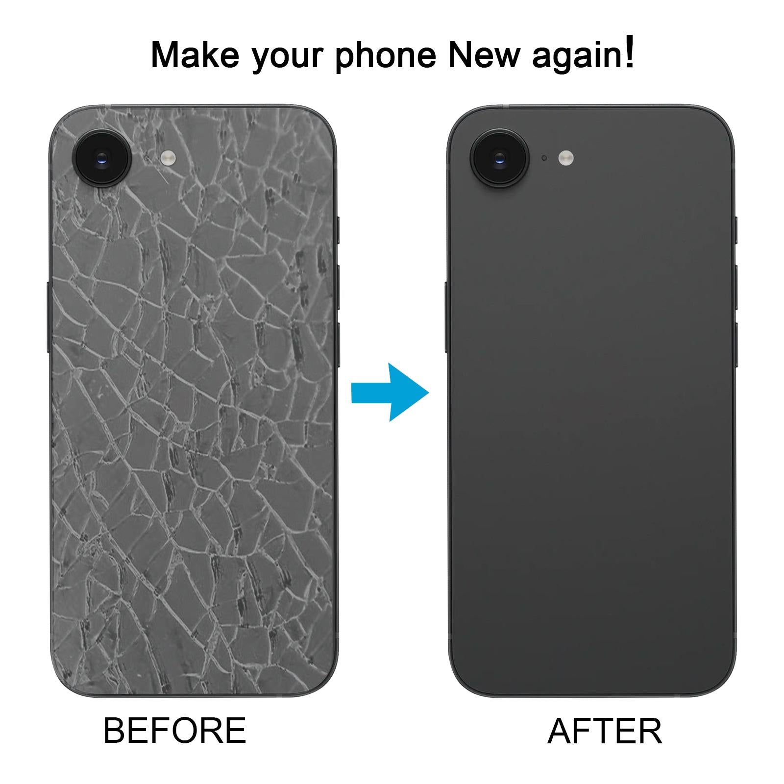 For iPhone 16e Glass Battery Back Cover with Camera Lens Cover(Black)