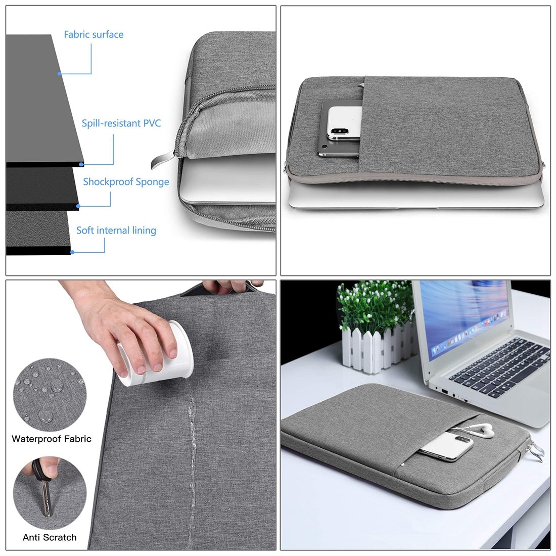 11.6 inch Universal Fashion Soft Laptop Denim Bags Portable Zipper Notebook Laptop Case Pouch for MacBook Air, Lenovo and other Laptops, Size: 32.2x21.8x2cm (Grey)