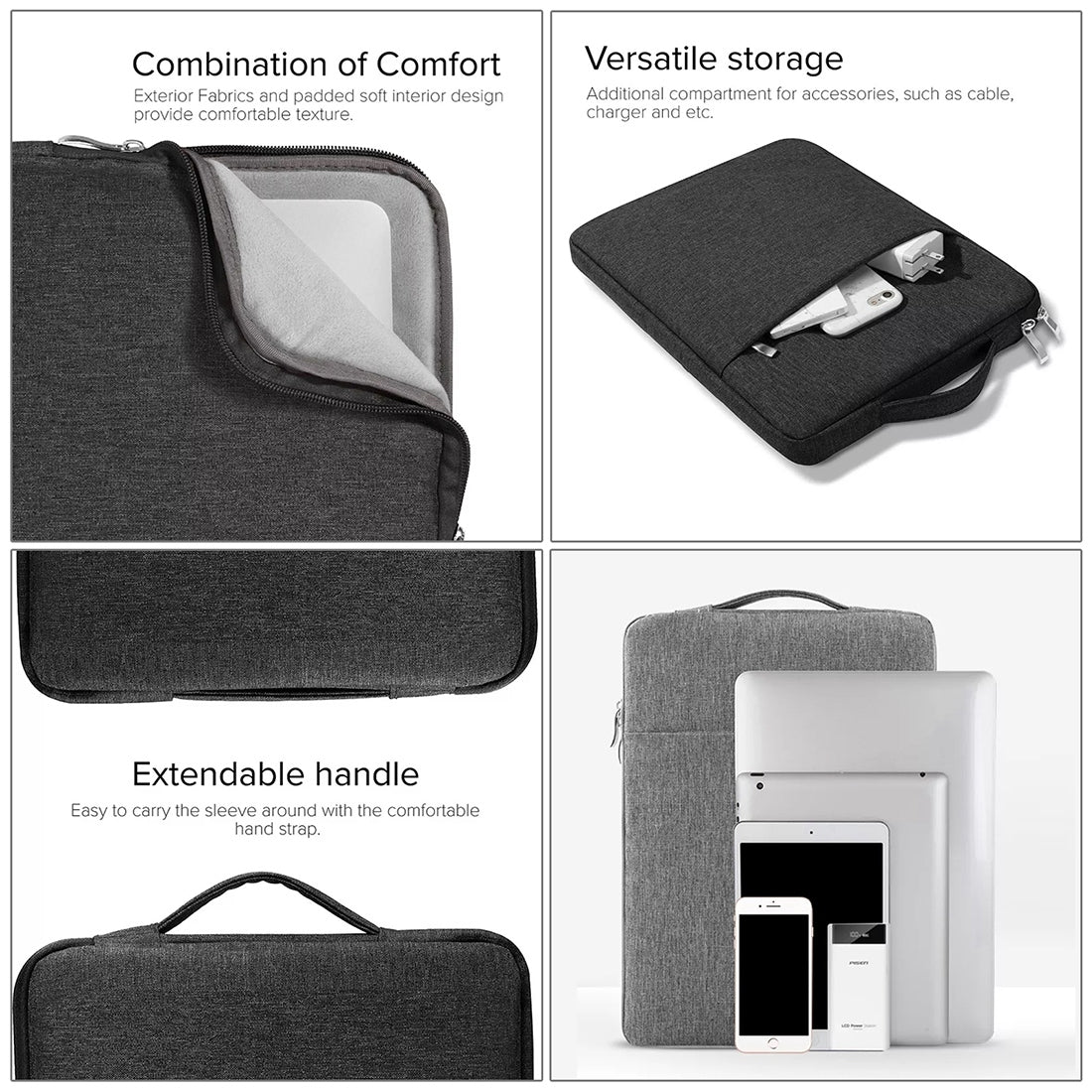 13.3 inch Universal Fashion Soft Laptop Denim Bags Portable Zipper Notebook Laptop Case Pouch for MacBook Air / Pro, Lenovo and other Laptops, Size: 35.5x26.5x2cm (Dark Blue)