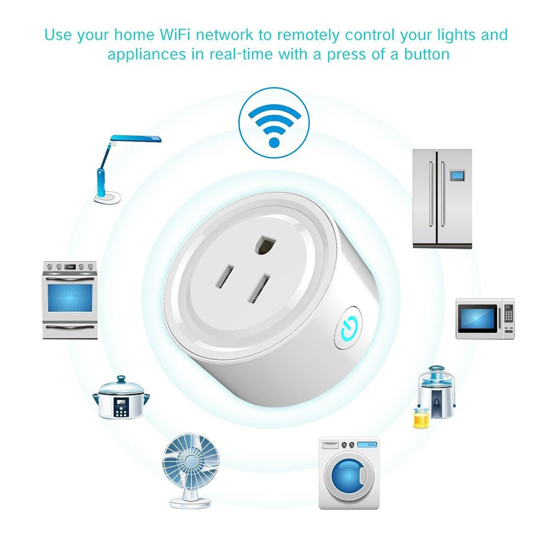 10A Round Shape WiFi Mini Plug APP Remote Control Timing Smart Socket Works with Alexa & Google Home, AC 100-240V, US Plug