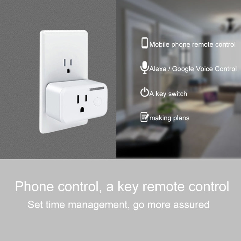 10A WiFi 2.4GHz APP Remote Control Timing Smart Socket Works with Alexa & Google Home, AC 110-250V, US Plug