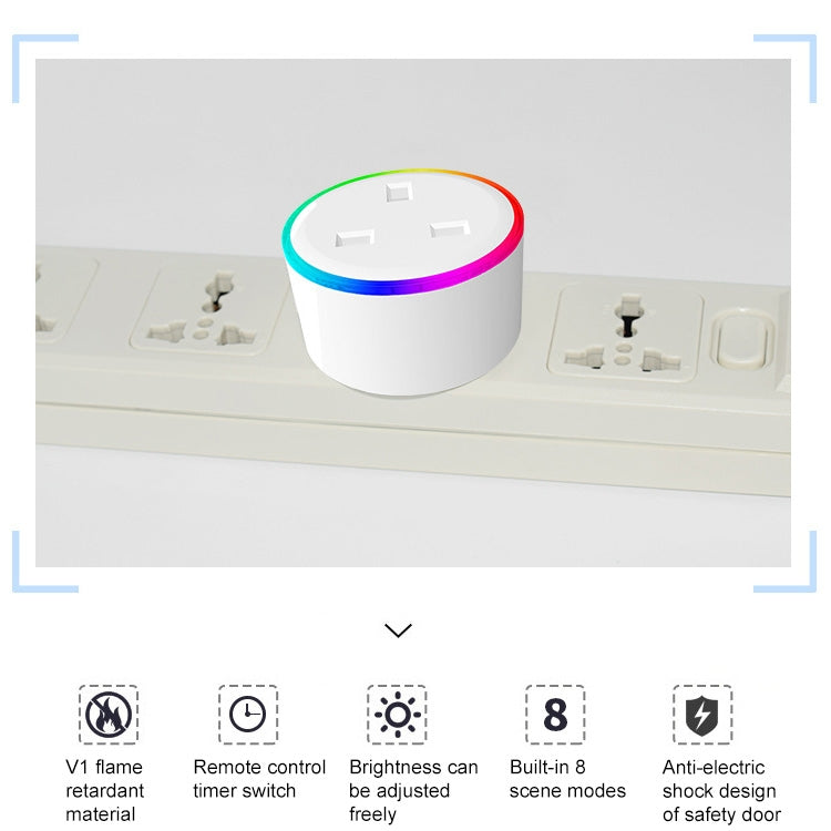 10A RGB Scene Light WiFi Remote Control Smart Socket Works with Alexa & Google Home, AC 220-240V, UK Plug