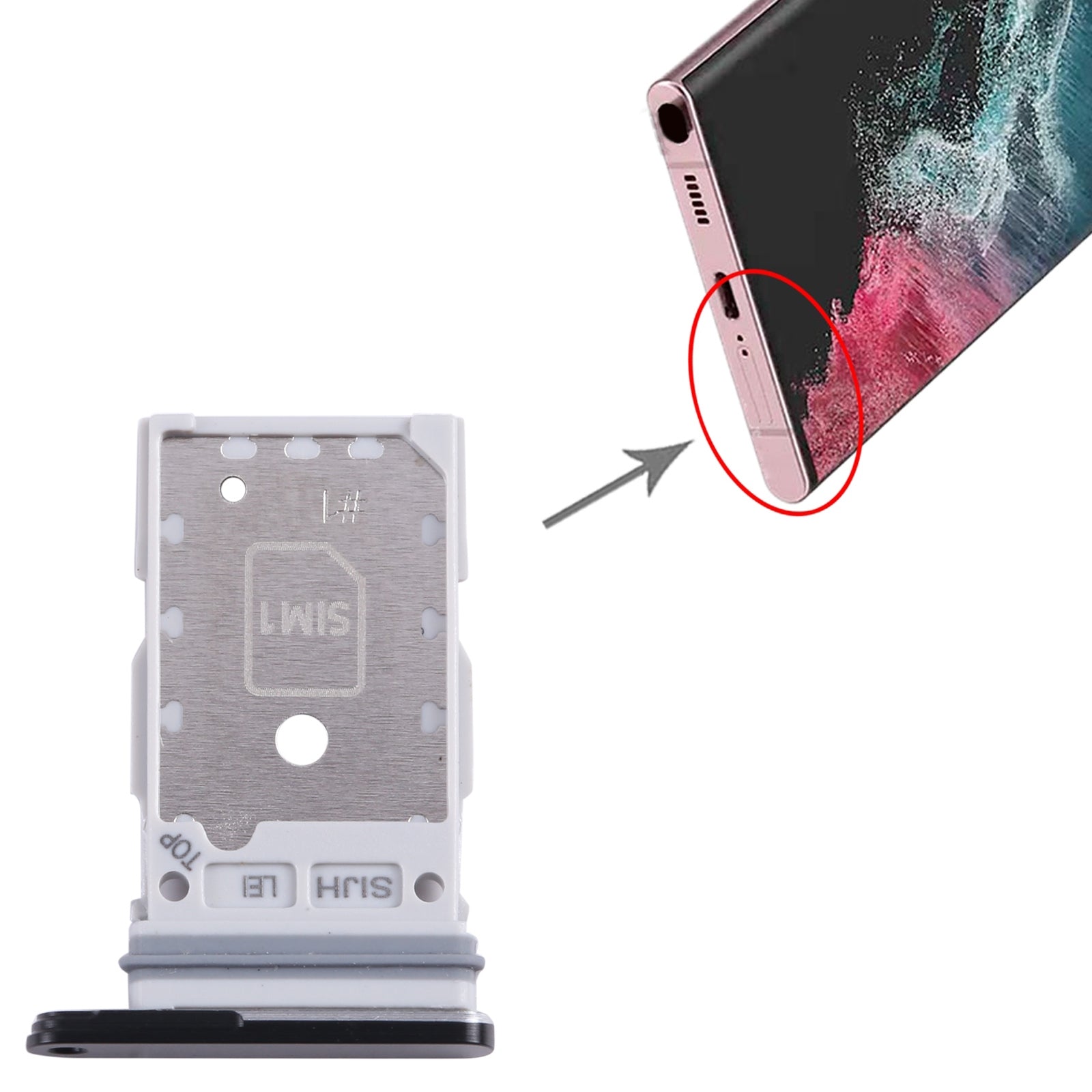 For-Samsung-Galaxy-S22-Ultra-5G-SM-S908B-Original-SIM-Card-Tray-+-SIM-Card-Tray-(Jet-Black)