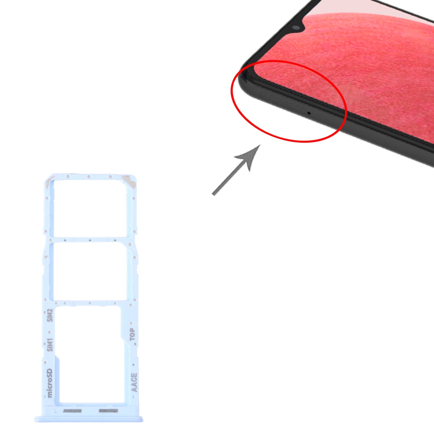 For-Samsung-Galaxy-A13-SM-A135-Original-SIM-Card-Tray-+-SIM-Card-Tray-+-Micro-SD-Card-Tray-(Blue)