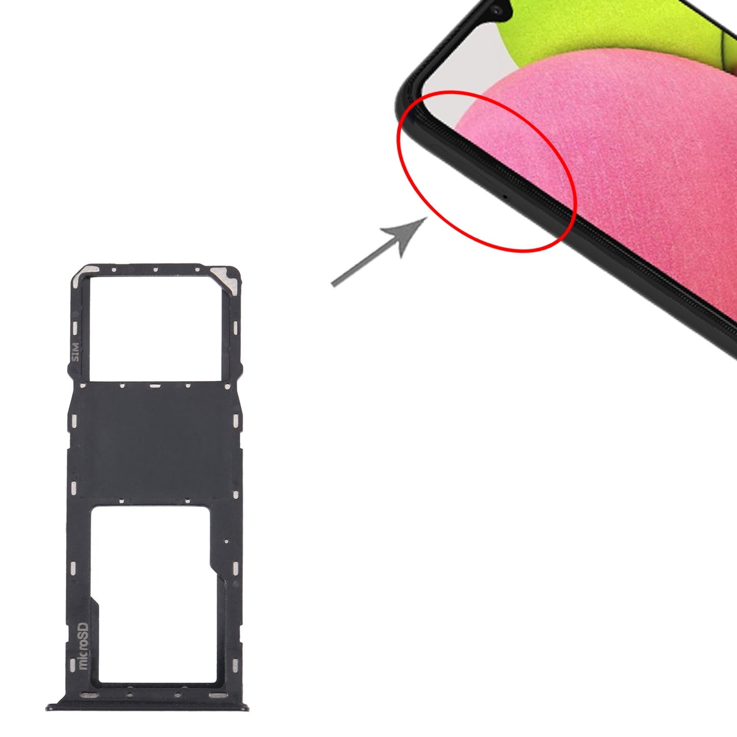 For-Samsung-Galaxy-A03s-SM-A037U-Original-SIM-Card-Tray-+-Micro-SD-card-tray-(Black)