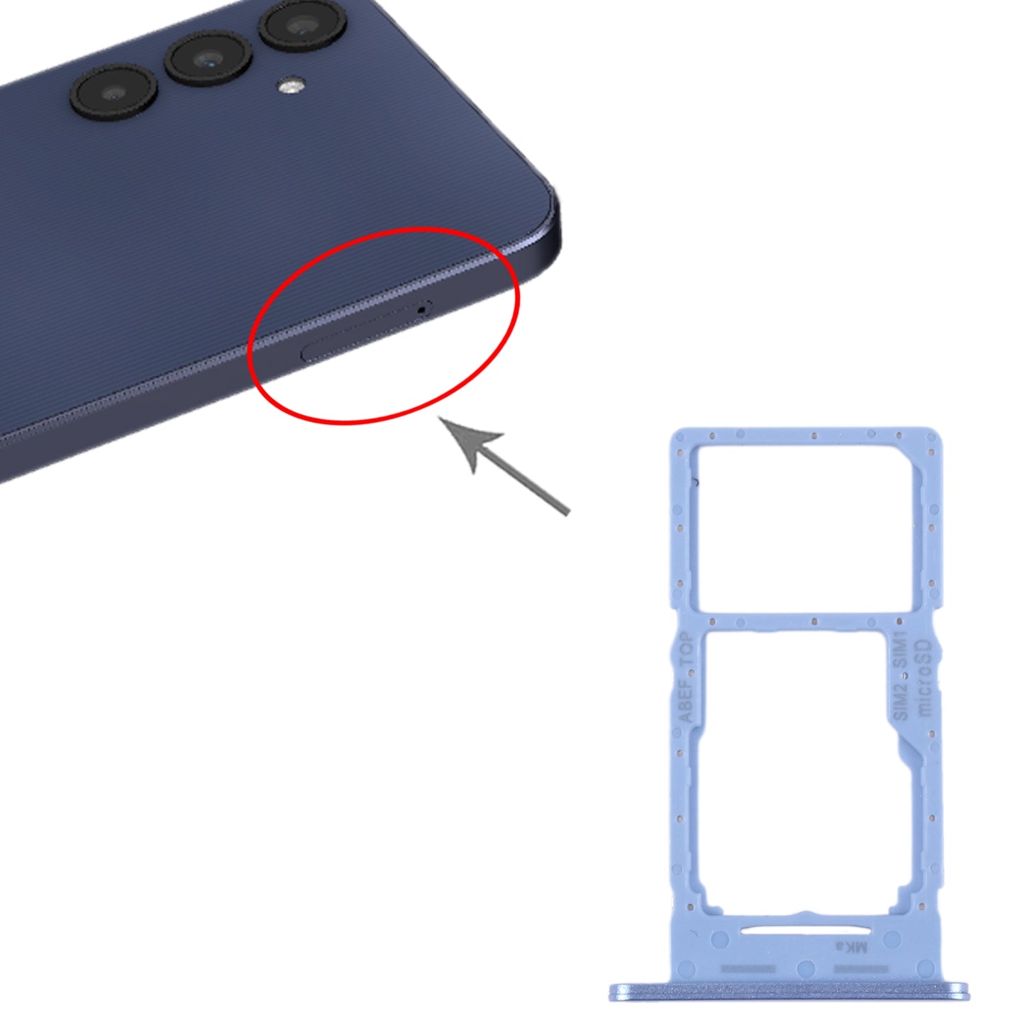 For-Samsung-Galaxy-A25-5G-SM-A256B-Original-SIM-Card-Tray-+-SIM-Card-Tray-/-Micro-SD-Card-Tray-(Blue)