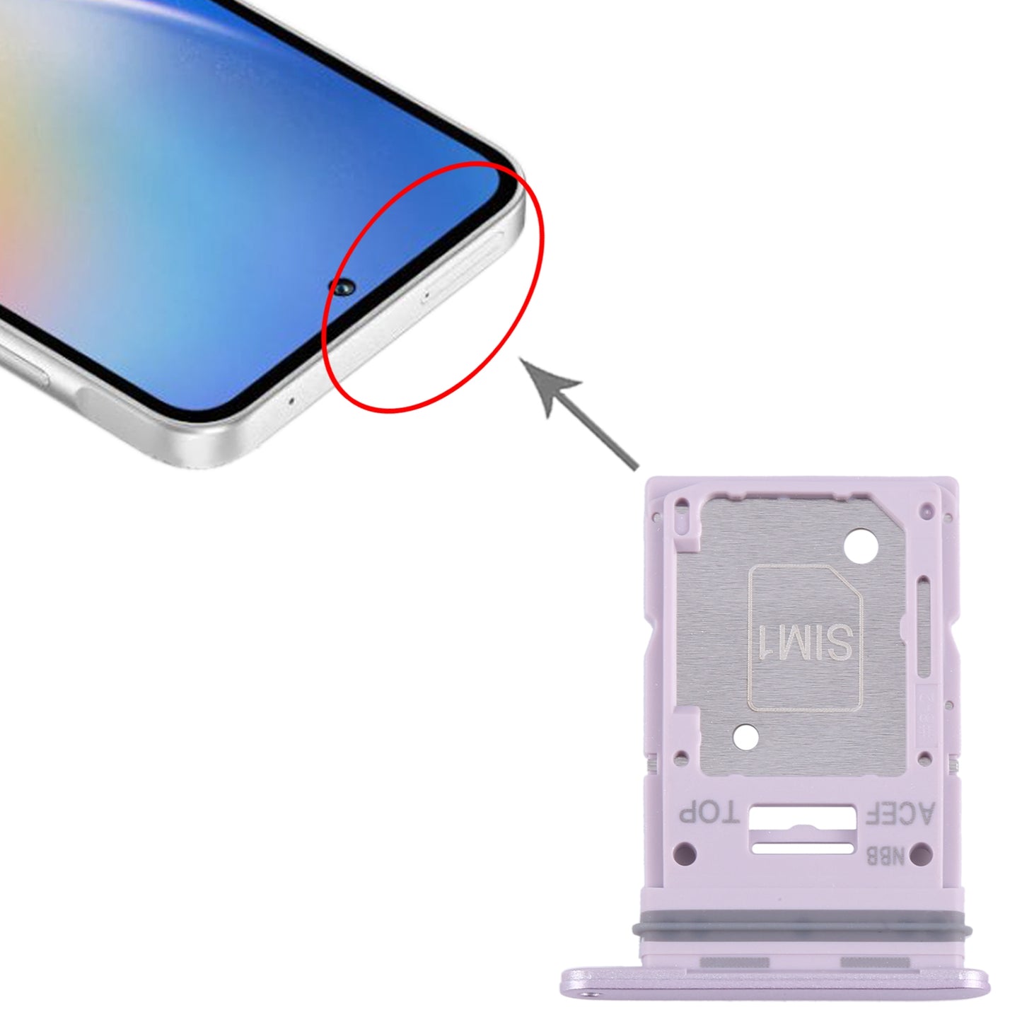 For-Samsung-Galaxy-A35-SM-A356B-Original-SIM-Card-Tray-+-SIM-/-Micro-SD-Card-Tray-(Purple)