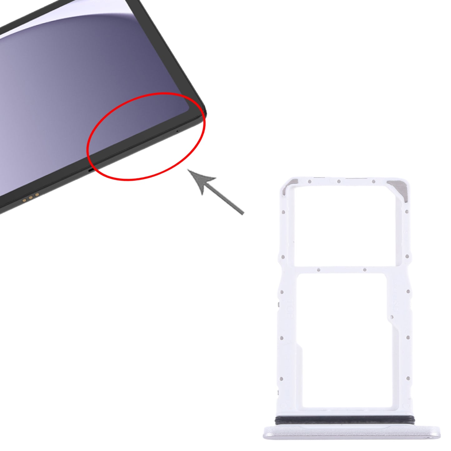 For-Samsung-Galaxy-Tab-A9+-5G-SM-X215-Original-SIM-+-Micro-SD-Card-Tray-(Silver)
