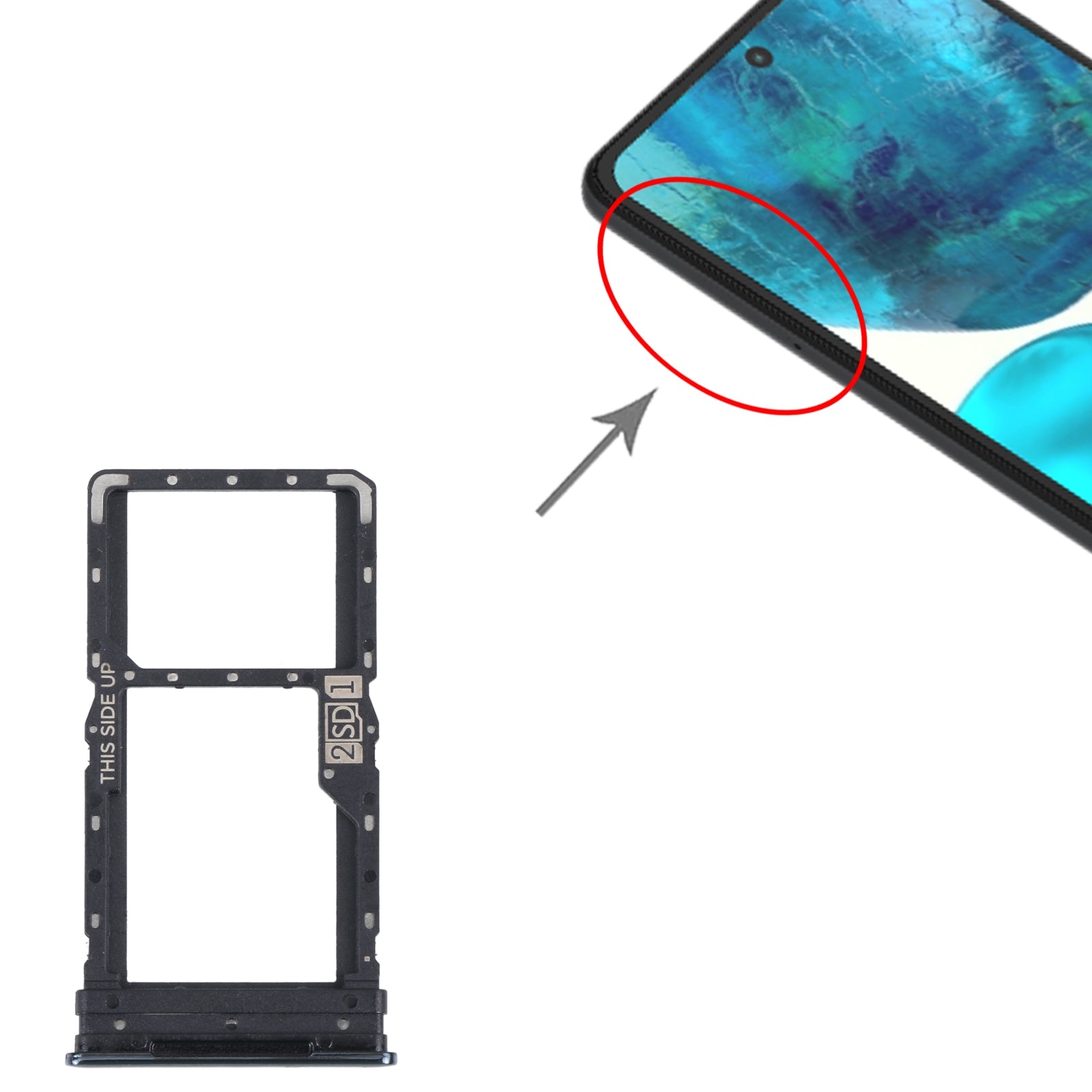 For-Motorola-Moto-G52-SIM-Card-Tray-+-SIM-/-Micro-SD-Card-Tray-(Black)