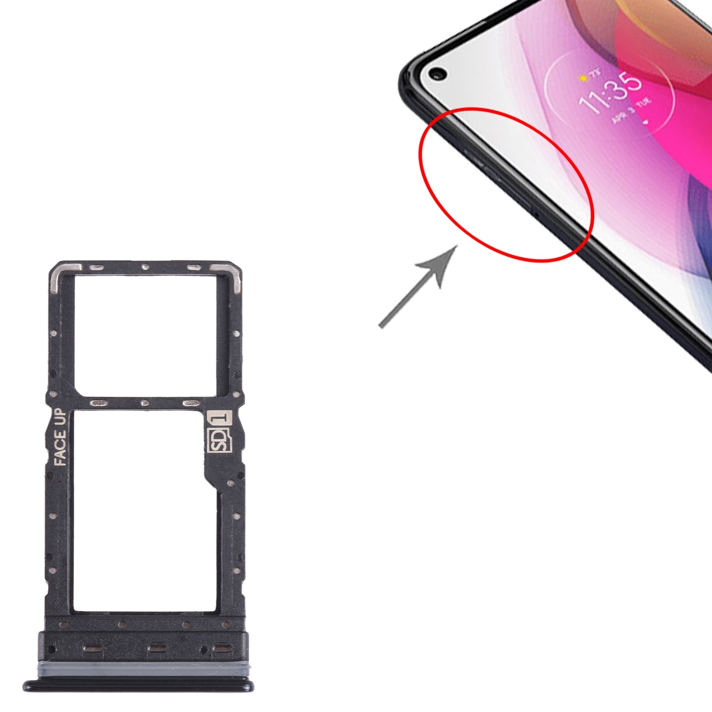 For-Motorola-Moto-G-Stylus-2021-SIM-Card-Tray-+-Micro-SD-Card-Tray-(Black)