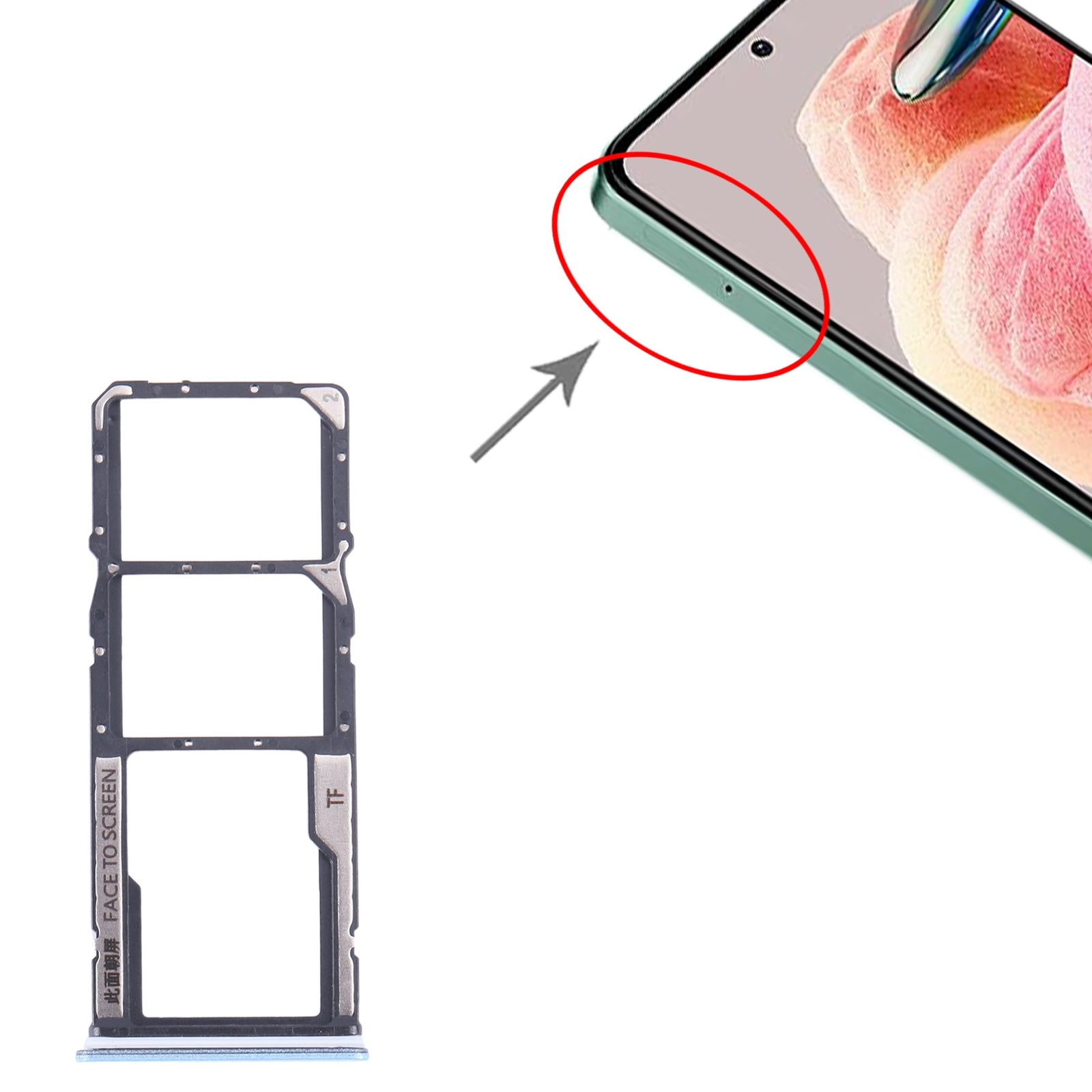 For-Xiaomi-Redmi-Note-12-4G-SIM-Card-Tray-+-SIM-Card-Tray-+-Micro-SD-Card-Tray-(Blue)