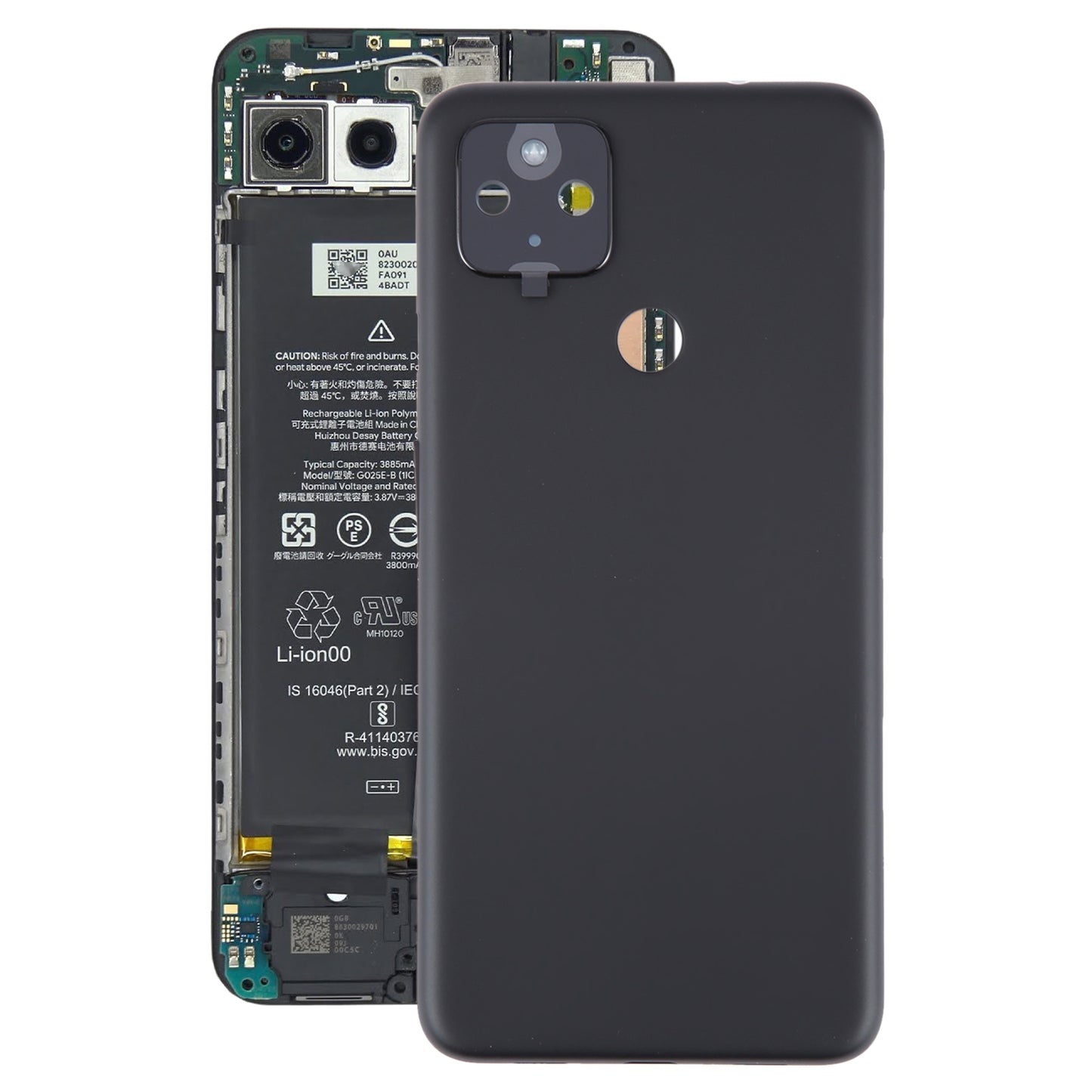 For-Google-Pixel-4A-5G-Battery-Back-Cover-with-Camera-Lens-Frame(Black)