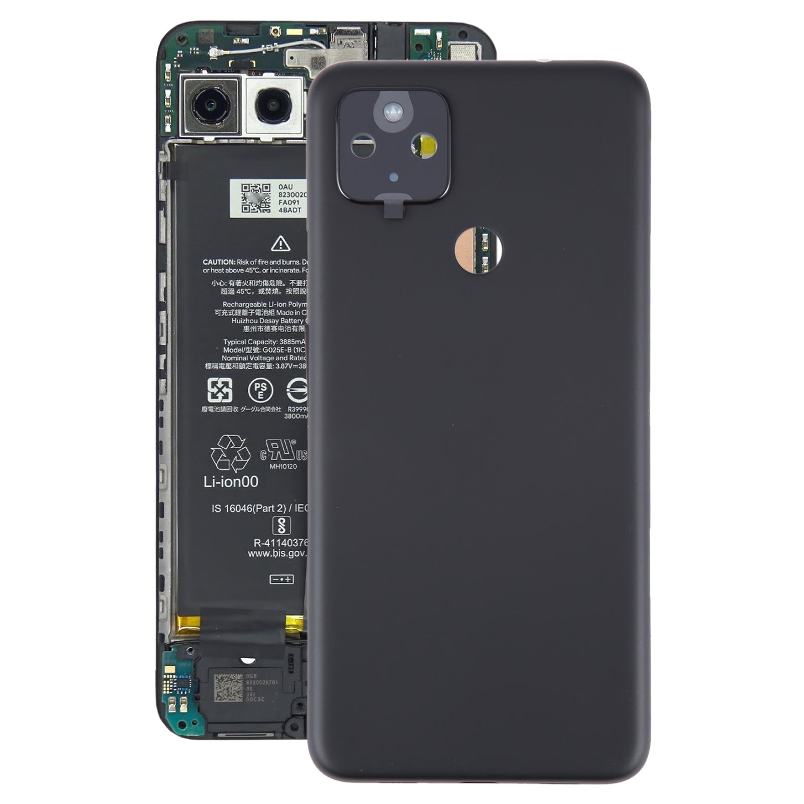 For-Google-Pixel-4A-5G-Battery-Back-Cover-with-Camera-Lens-Frame(Black)