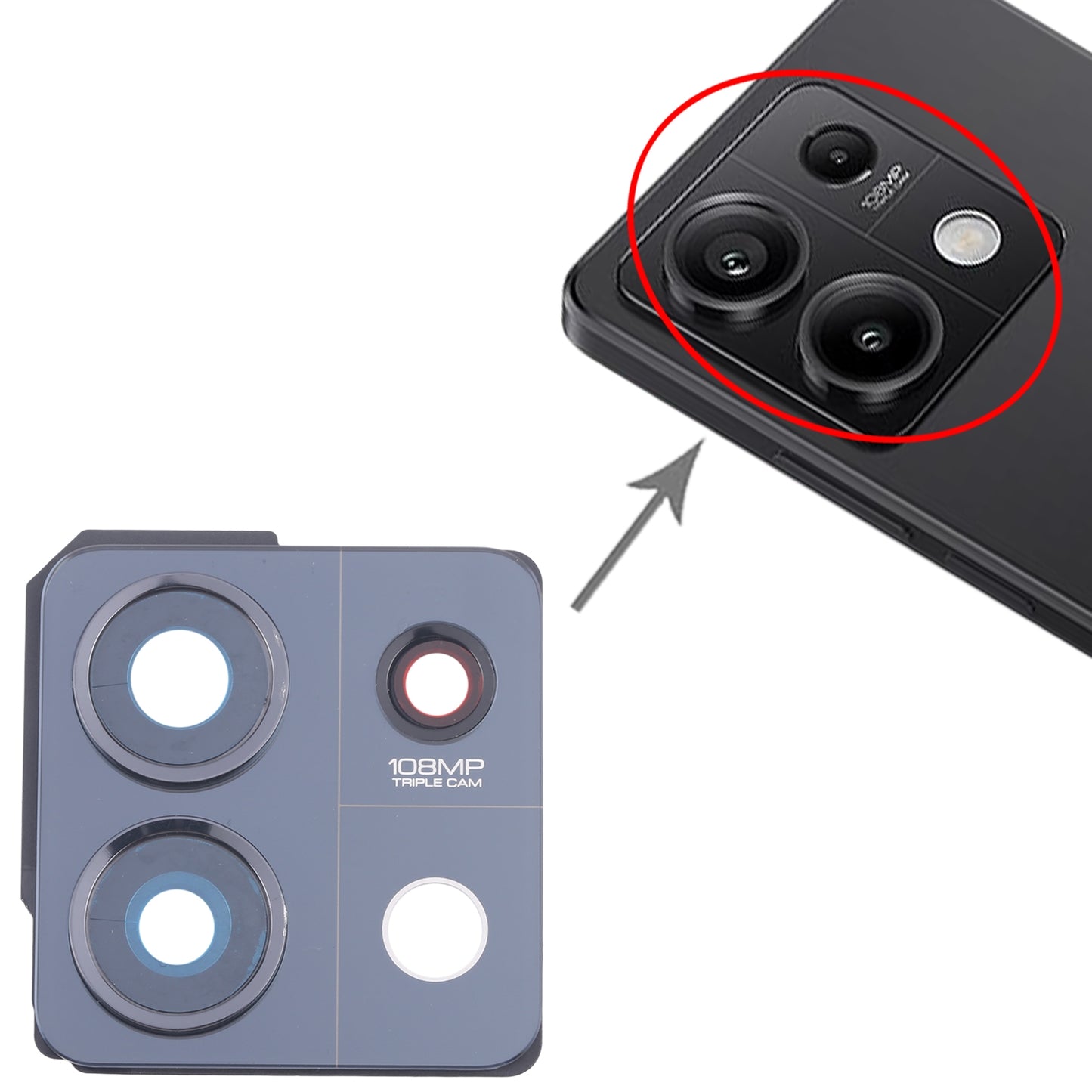 For-Xiaomi-Redmi-Note-13-5G-Back-Camera-Lens-Frame-(Black)
