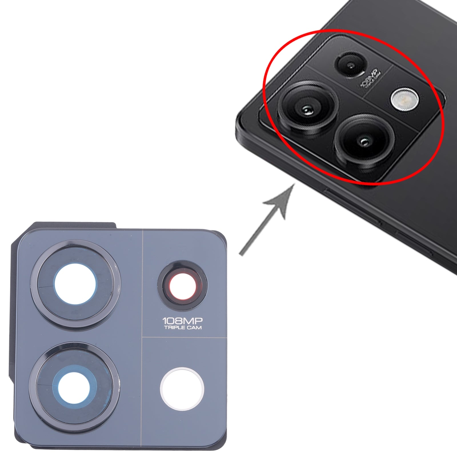 For-Xiaomi-Redmi-Note-13-5G-Back-Camera-Lens-Frame-(Black)