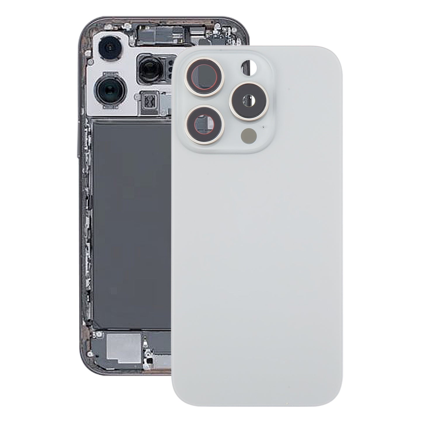 For iPhone 16 Pro Original Glass Battery Back Cover with Camera Lens Cover(Silver)
