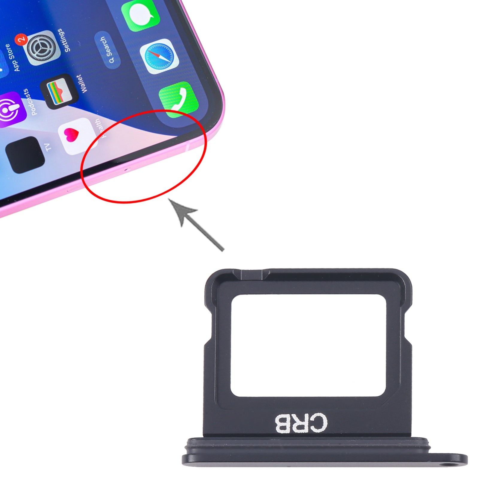 For iPhone 16 SIM Card Tray (Black)