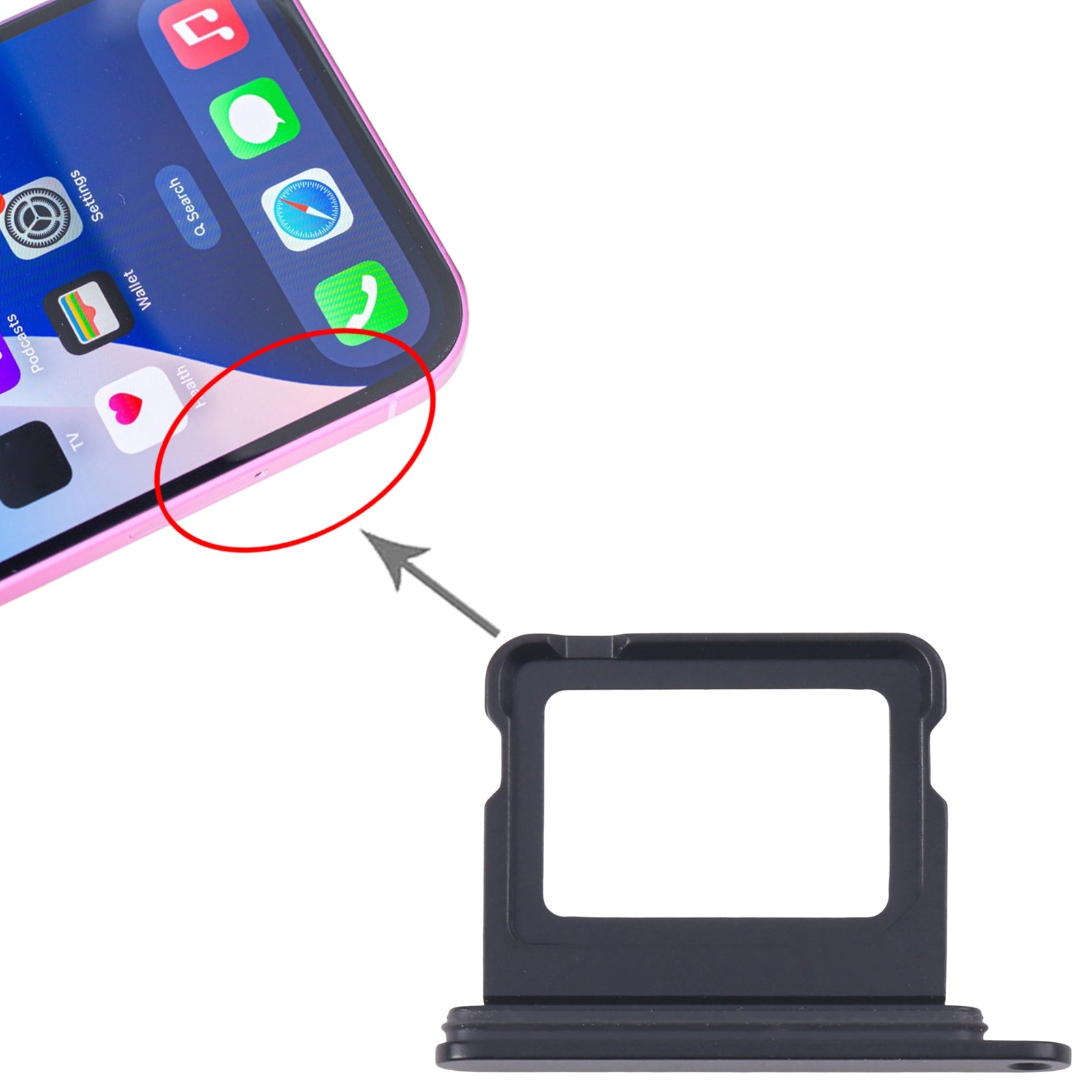 For iPhone 16 SIM + SIM Card Tray (Black)