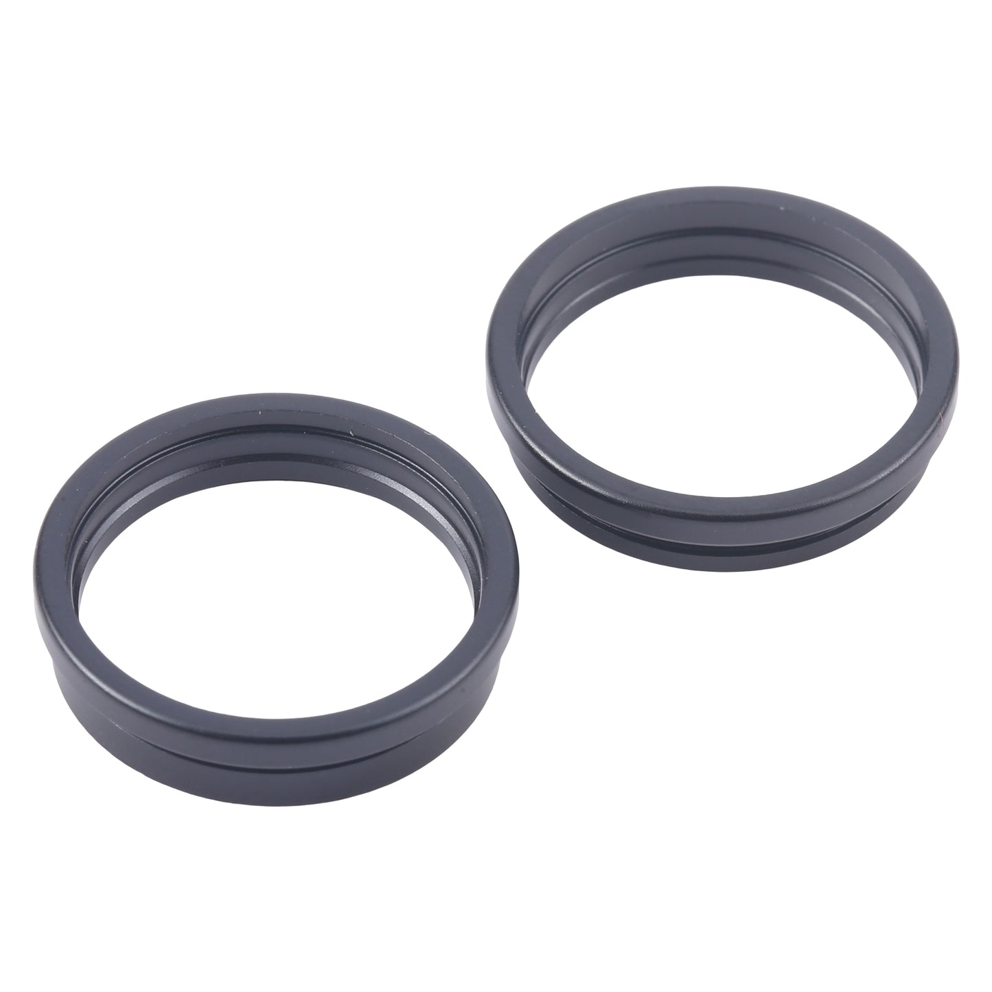 For iPhone 16 2pcs/set Rear Camera Glass Lens Metal Outside Protector Hoop Ring (Black)