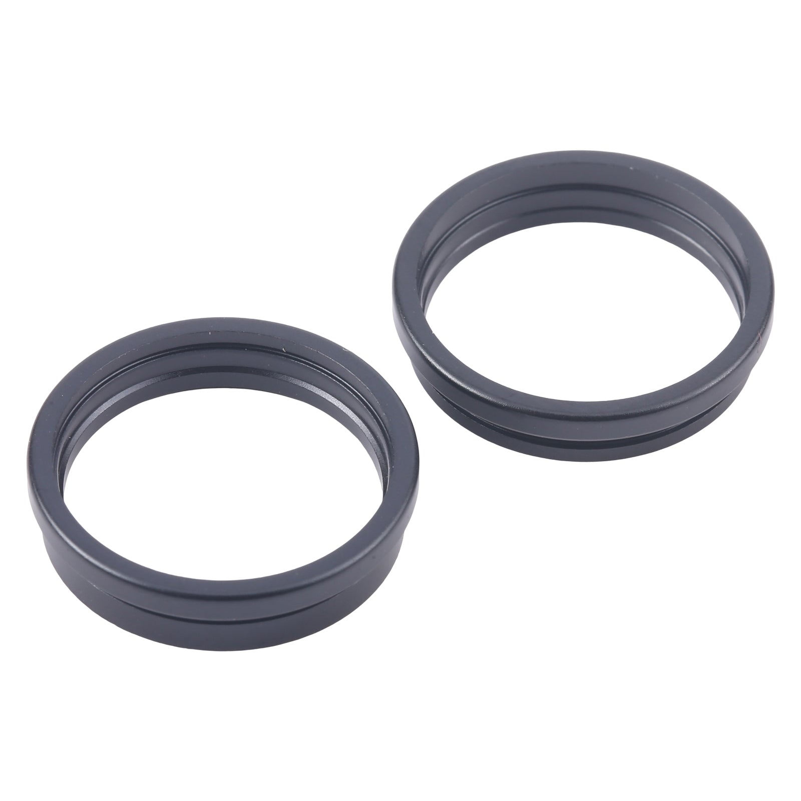 For iPhone 16 2pcs/set Rear Camera Glass Lens Metal Outside Protector Hoop Ring (Black)