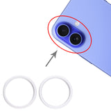 For iPhone 16 2pcs/set Rear Camera Glass Lens Metal Outside Protector Hoop Ring (Silver)