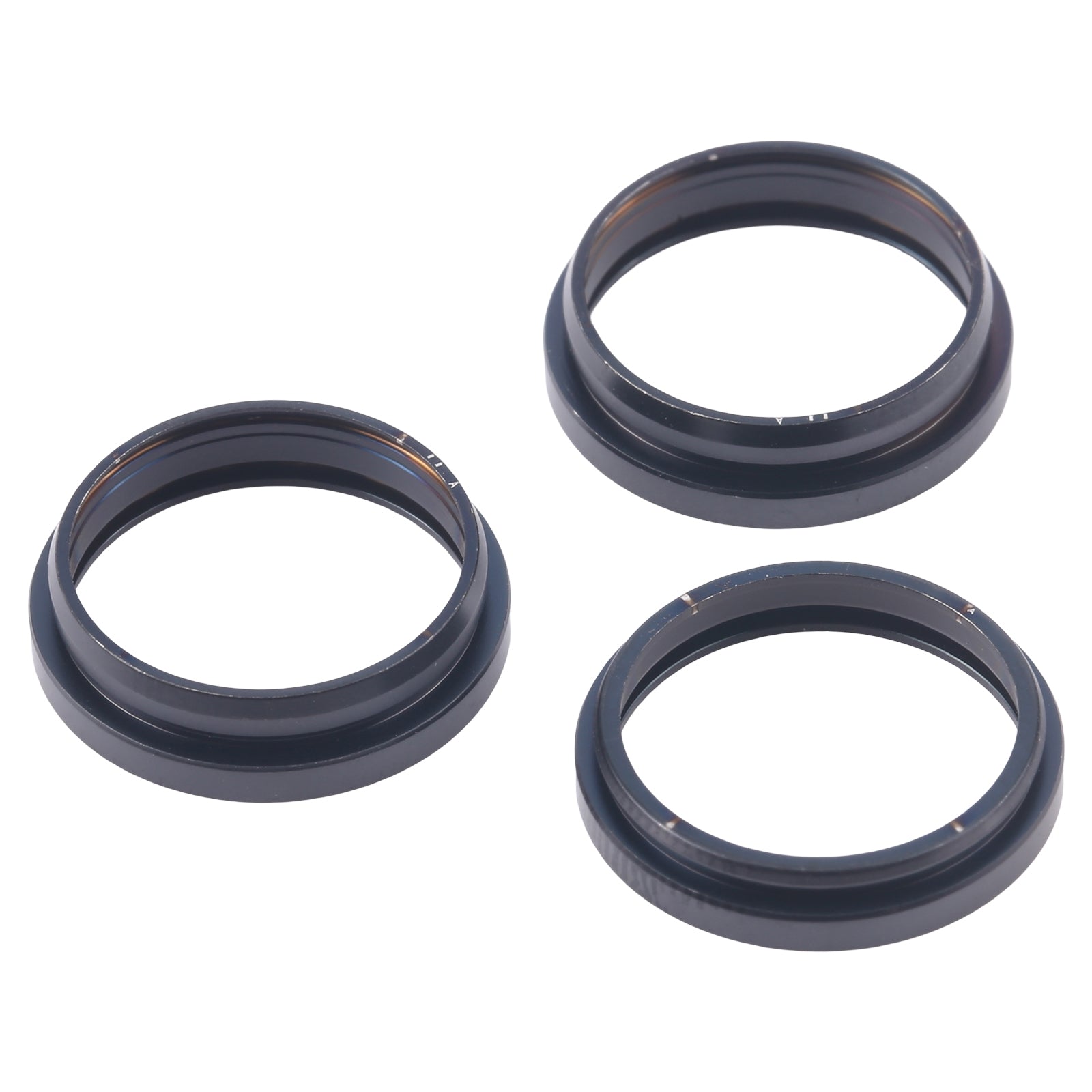 For iPhone 16 Pro 3pcs/set Rear Camera Glass Lens Metal Outside Protector Hoop Ring (Black)