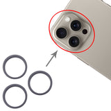 For iPhone 16 Pro 3pcs/set Rear Camera Glass Lens Metal Outside Protector Hoop Ring (Black)