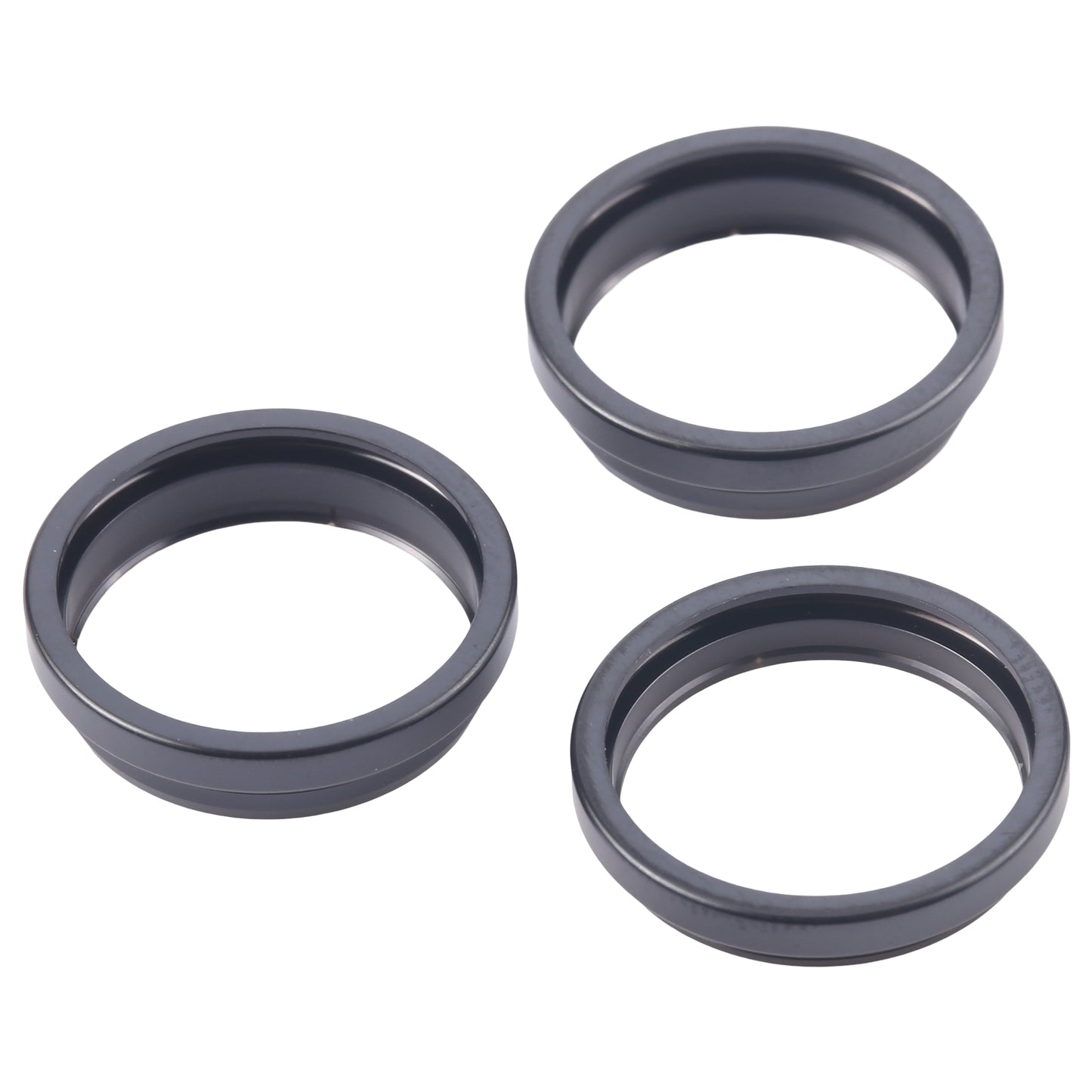 For iPhone 16 Pro Max 3pcs/set Rear Camera Glass Lens Metal Outside Protector Hoop Ring (Black)