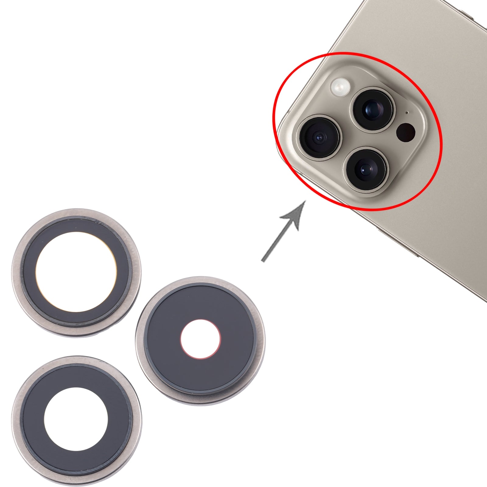 For iPhone 16 Pro 3pcs/Set Original Camera Lens Cover (Silver)