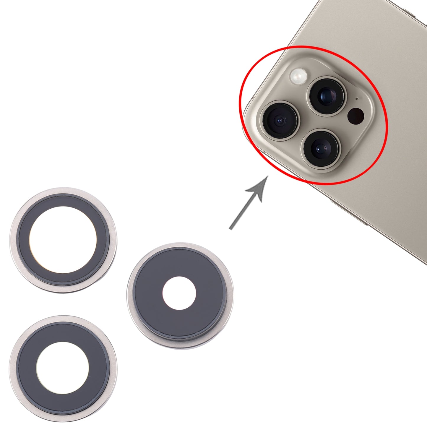 For iPhone 16 Pro 3pcs/Set Original Camera Lens Cover (White)