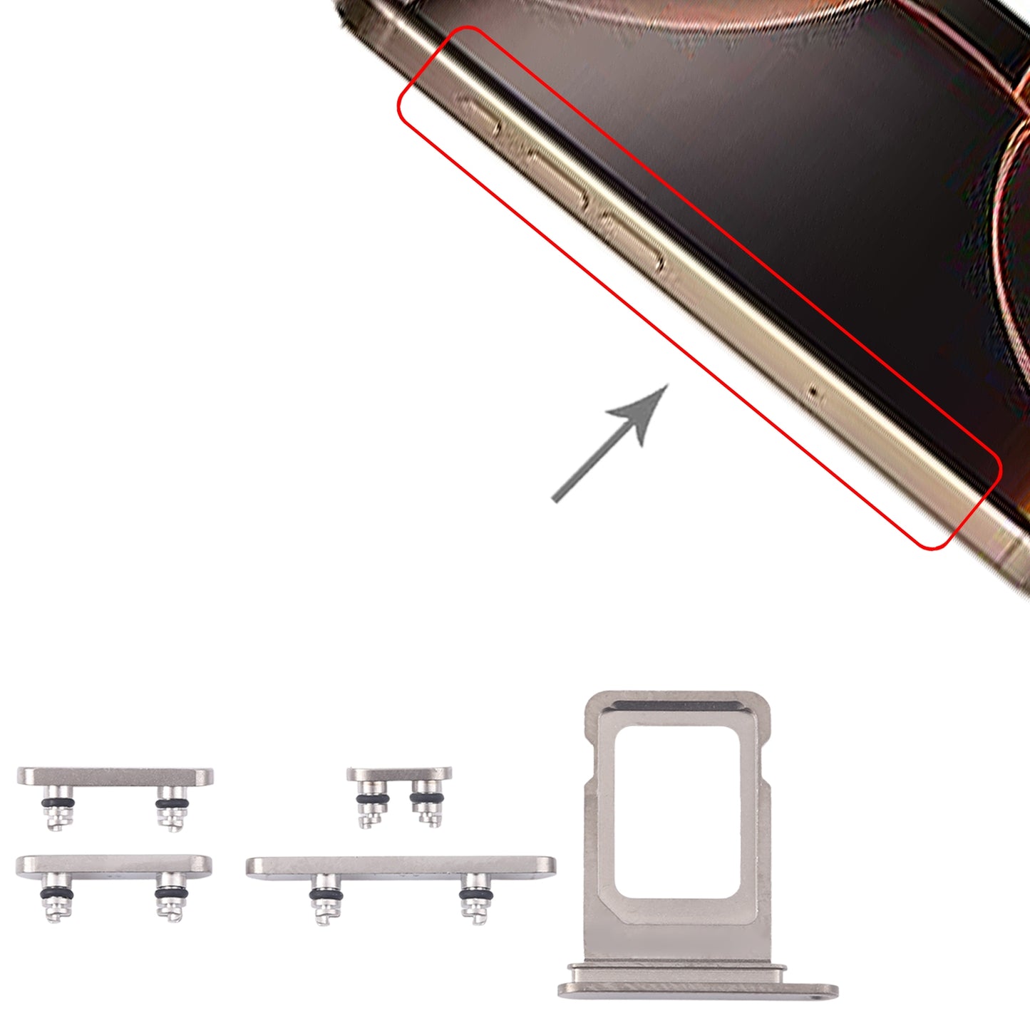 For iPhone 16 Pro Original SIM Card Tray + SIM Card Tray + Side Keys (Silver)