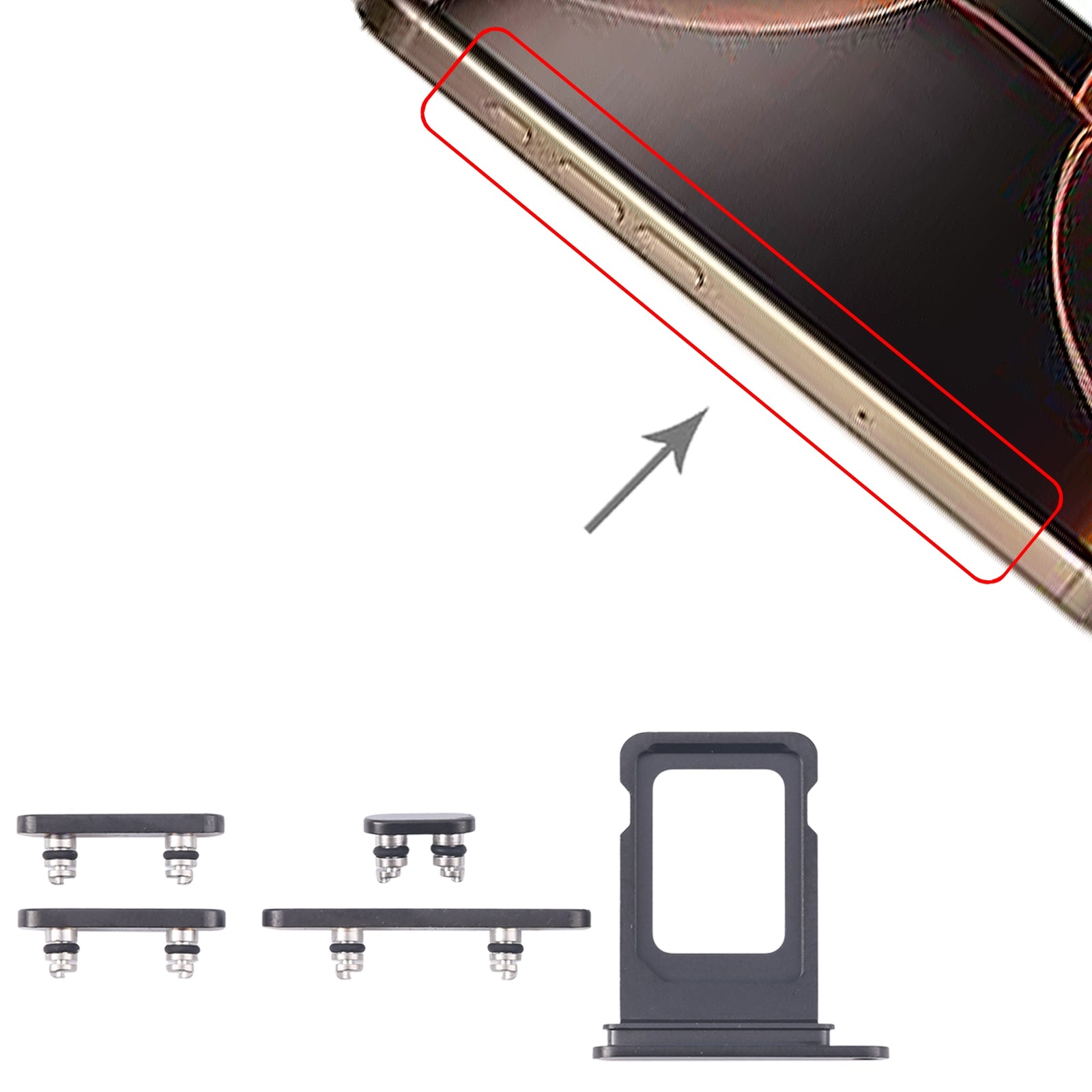 For iPhone 16 Pro Max Original SIM Card Tray + SIM Card Tray + Side Keys (Black)