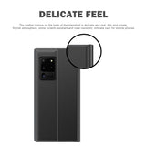 For-Samsung-Galaxy-Note20-Ultra-Plain-Texture-Cloth-Attraction-Flip-Holder-Leather-Phone-Case(Silver)