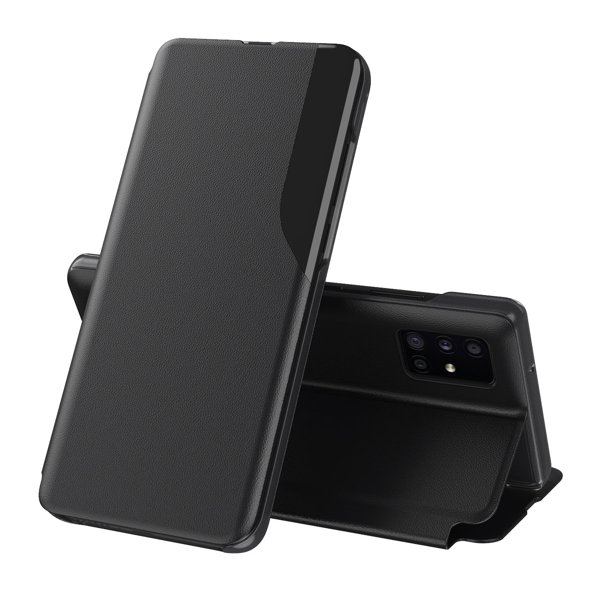 For-Samsung-Galaxy-S21-Ultra-5G-Attraction-Flip-Holder-Leather-Phone-Case(Black)