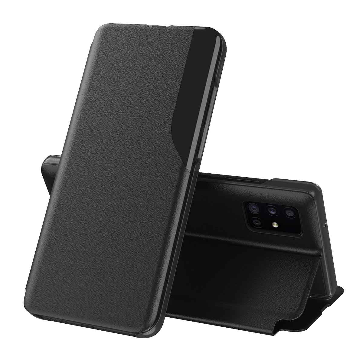For-Samsung-Galaxy-S21-Ultra-5G-Attraction-Flip-Holder-Leather-Phone-Case(Black)