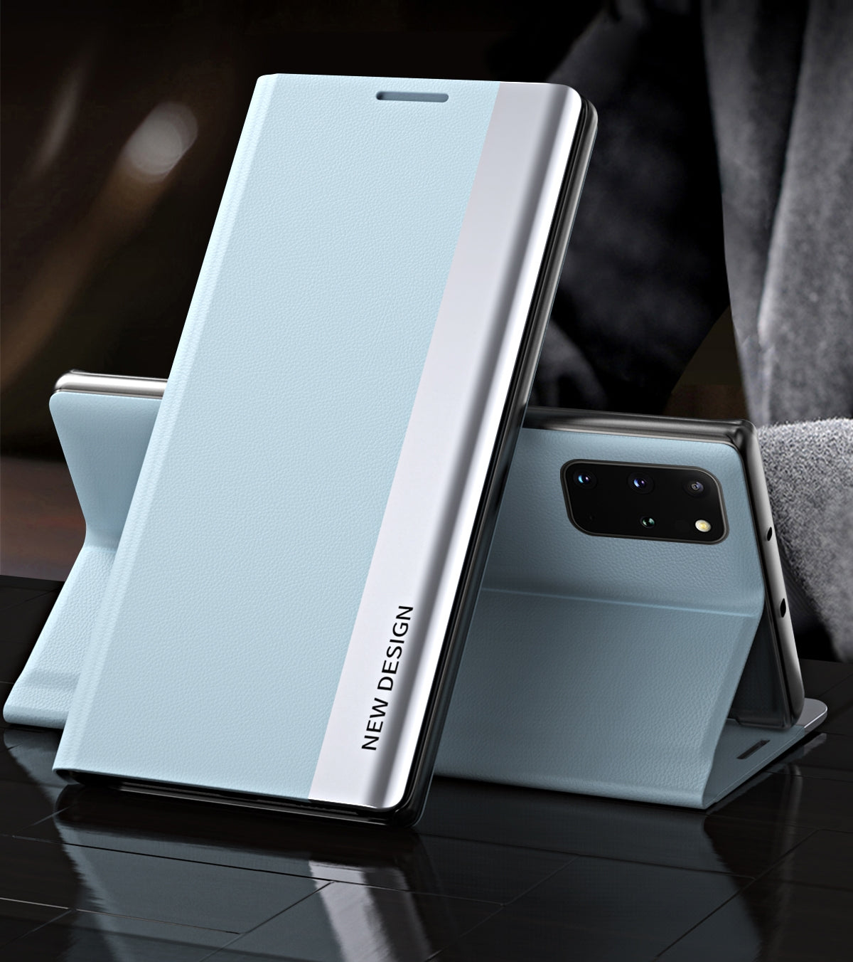 For-Samsung-Galaxy-S20-FE-Side-Electroplated-Magnetic-Ultra-Thin-Horizontal-Flip-Leather-Case-with-Holder(Light-Blue)