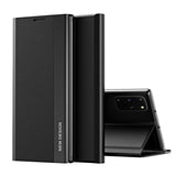 For-Samsung-Galaxy-Note20-Side-Electroplated-Magnetic-Ultra-Thin-Horizontal-Flip-Leather-Case-with-Holder(Black)